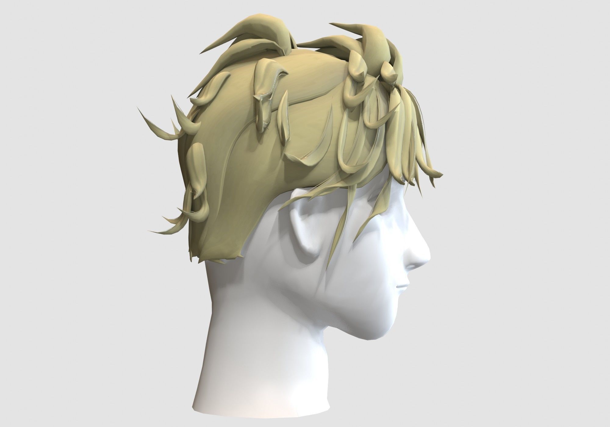Bangs Male Hairstyle  Low-poly 3D model_2