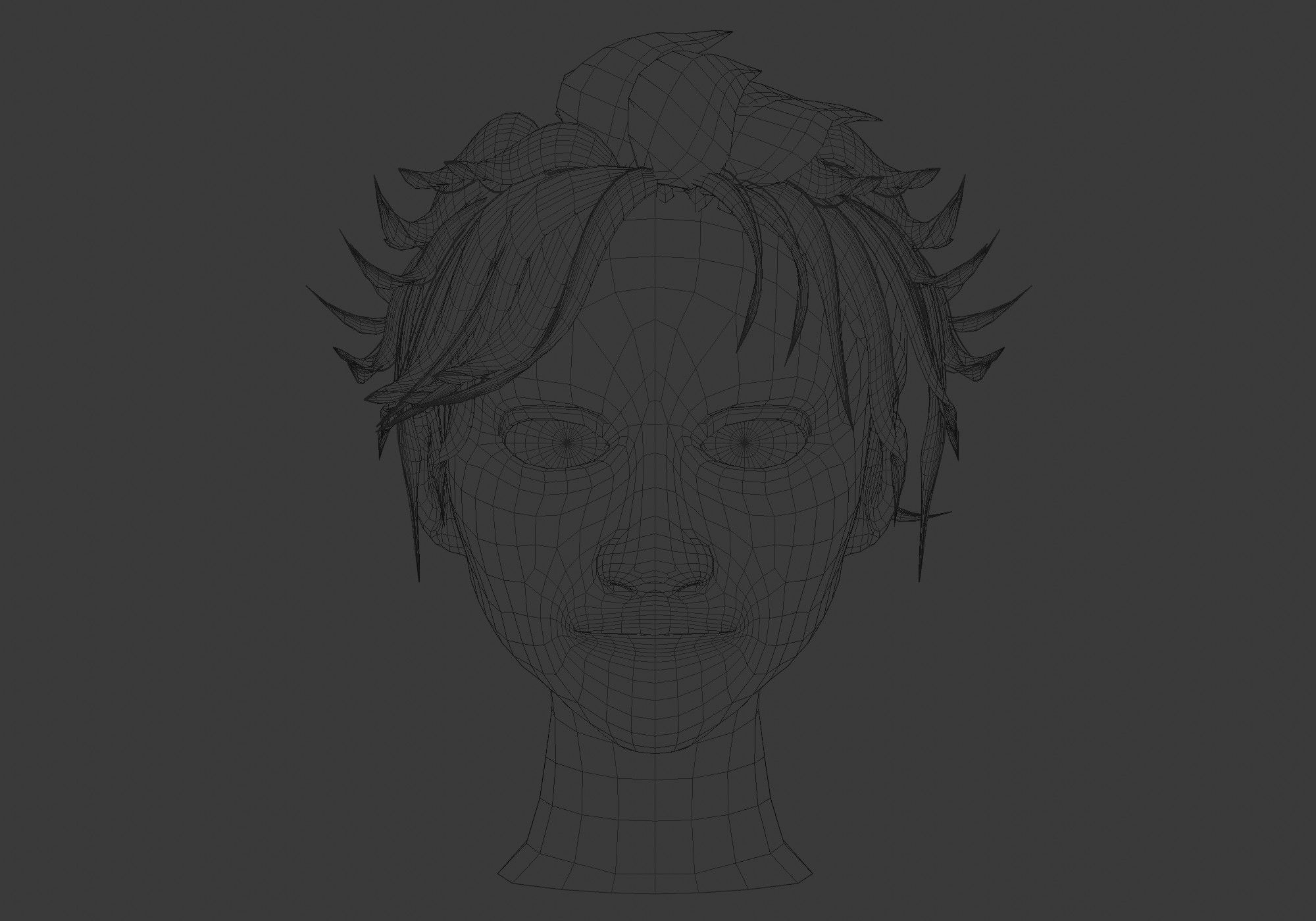 Bangs Male Hairstyle  Low-poly 3D model_5