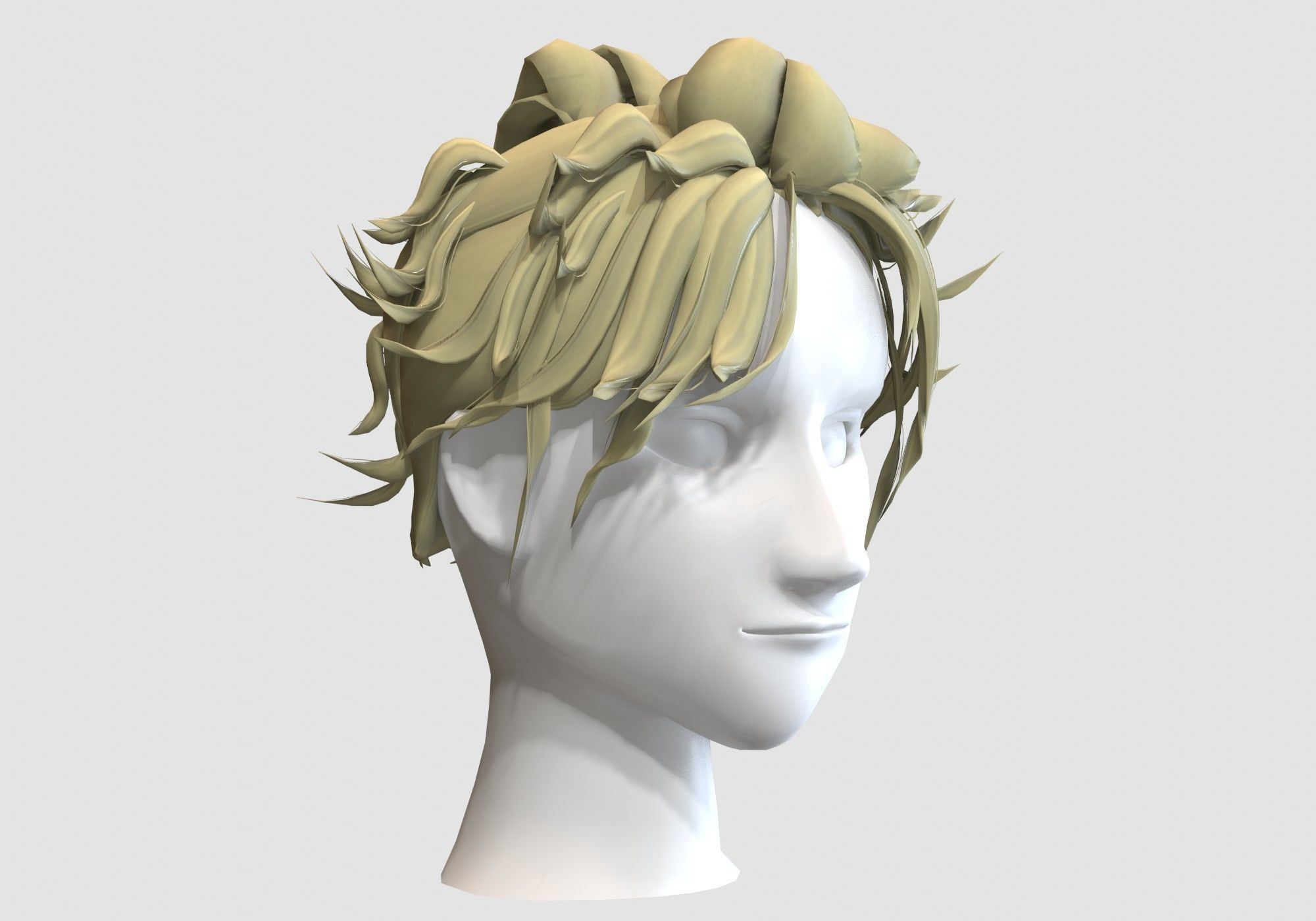 Bangs Male Hairstyle  Low-poly 3D model_1