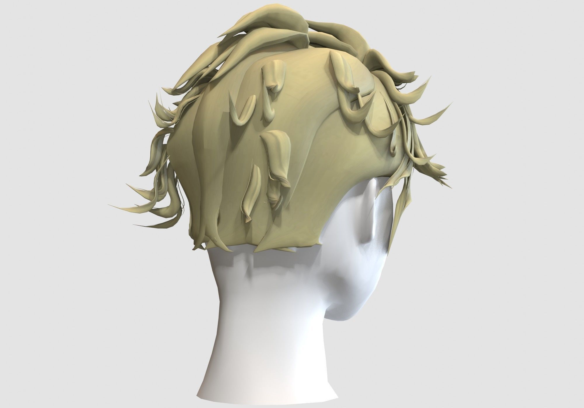 Bangs Male Hairstyle  Low-poly 3D model_3