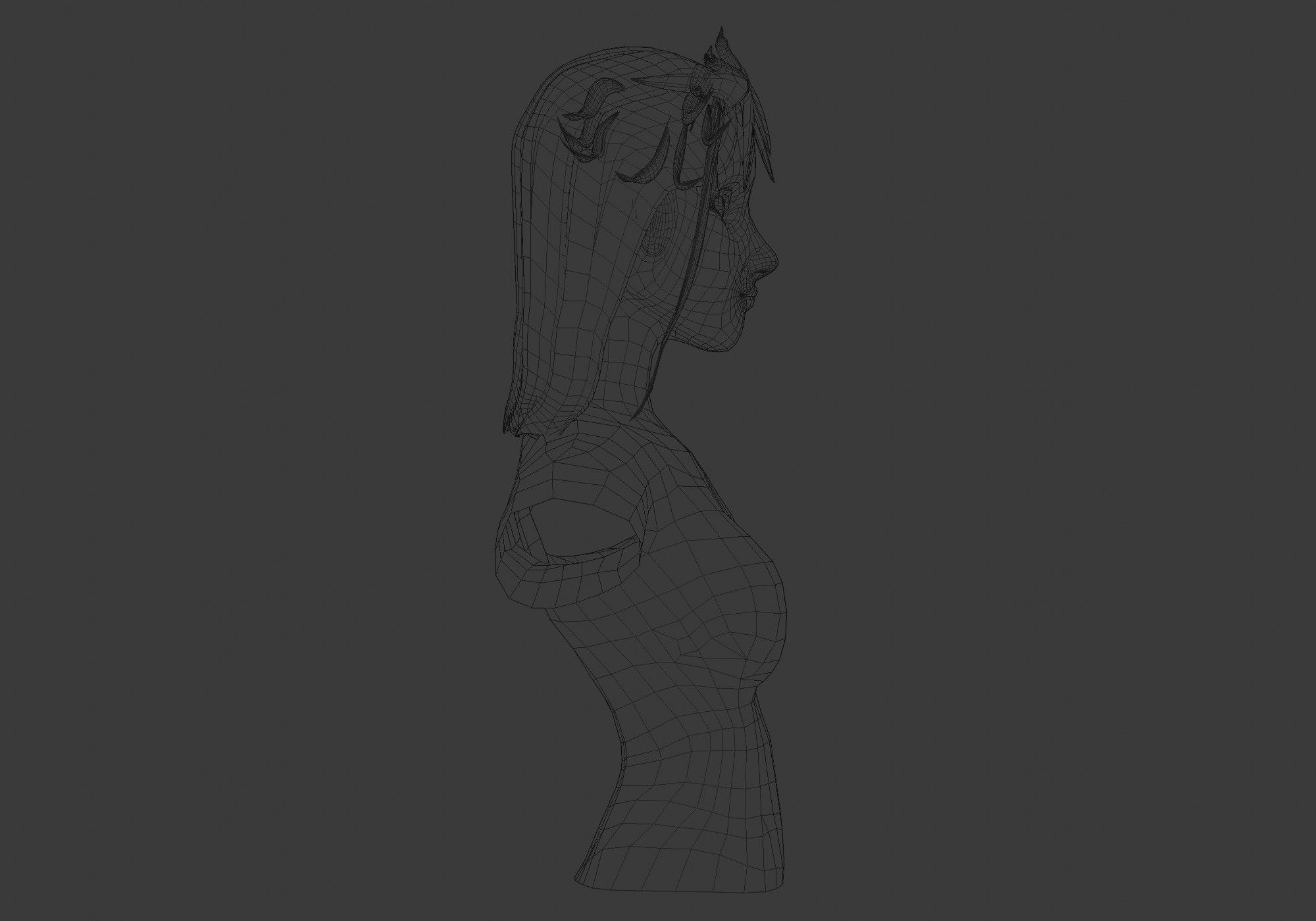 Bangs Female Hairstyle  Low-poly 3D model_7