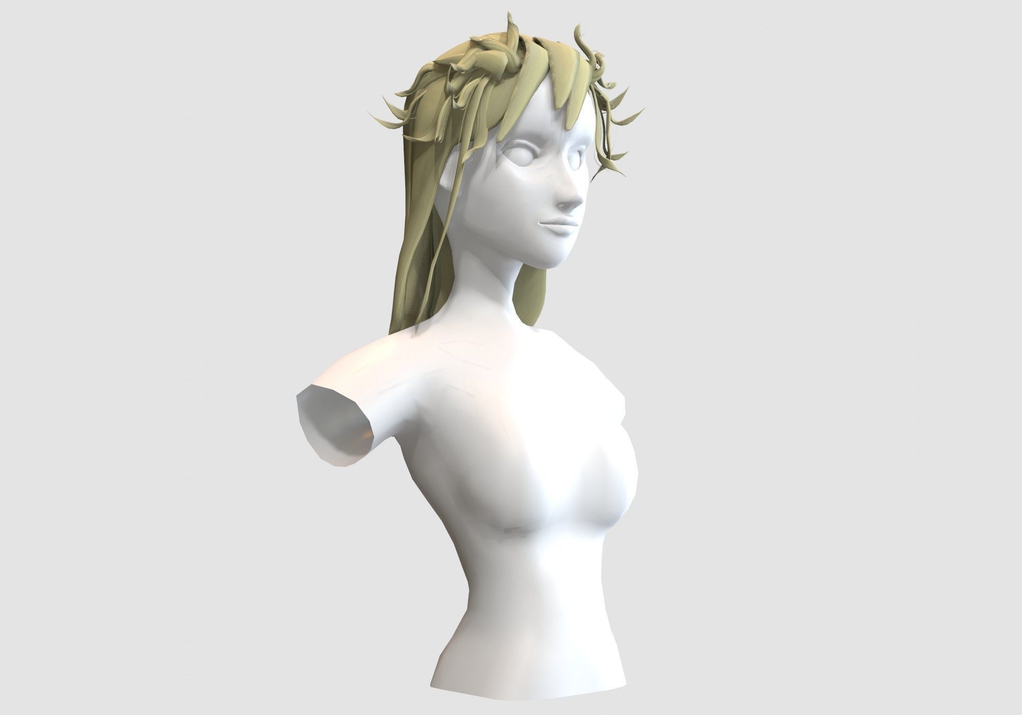 Bangs Female Hairstyle  Low-poly 3D model_1