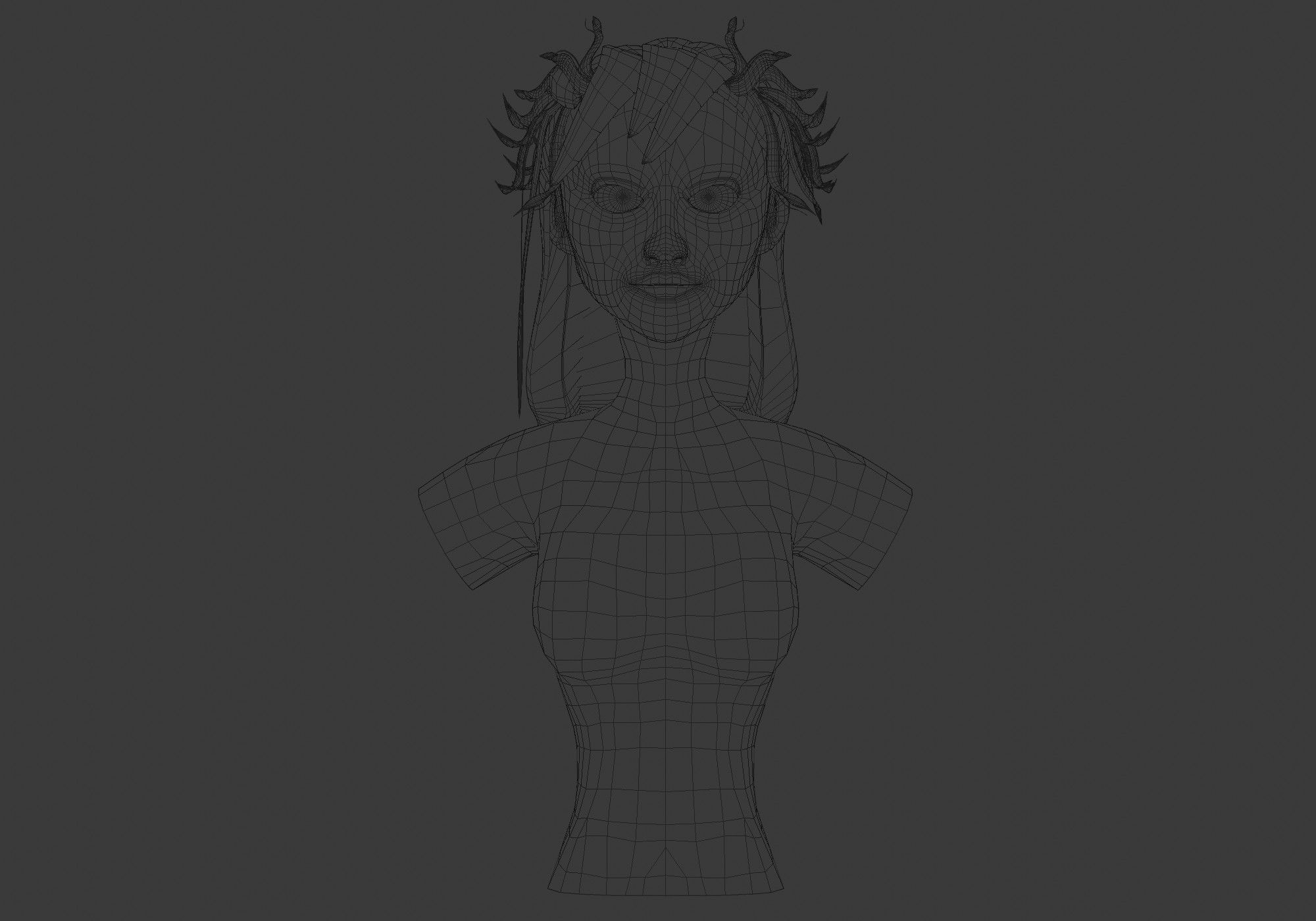 Bangs Female Hairstyle  Low-poly 3D model_5