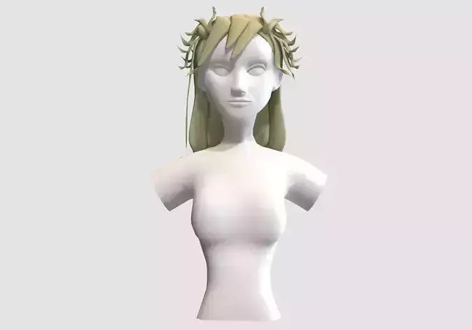 Bangs Female Hairstyle  Low-poly 3D model