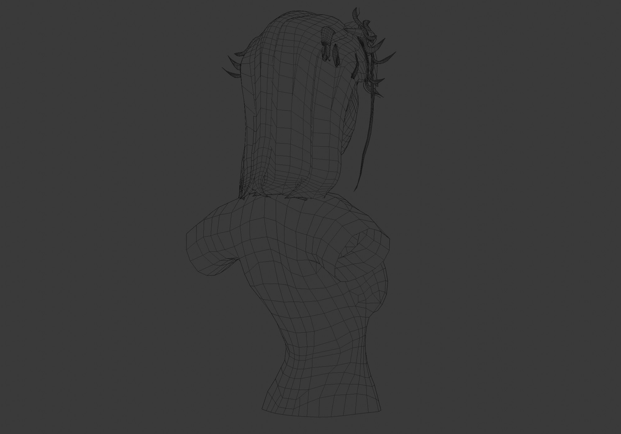 Bangs Female Hairstyle  Low-poly 3D model_8