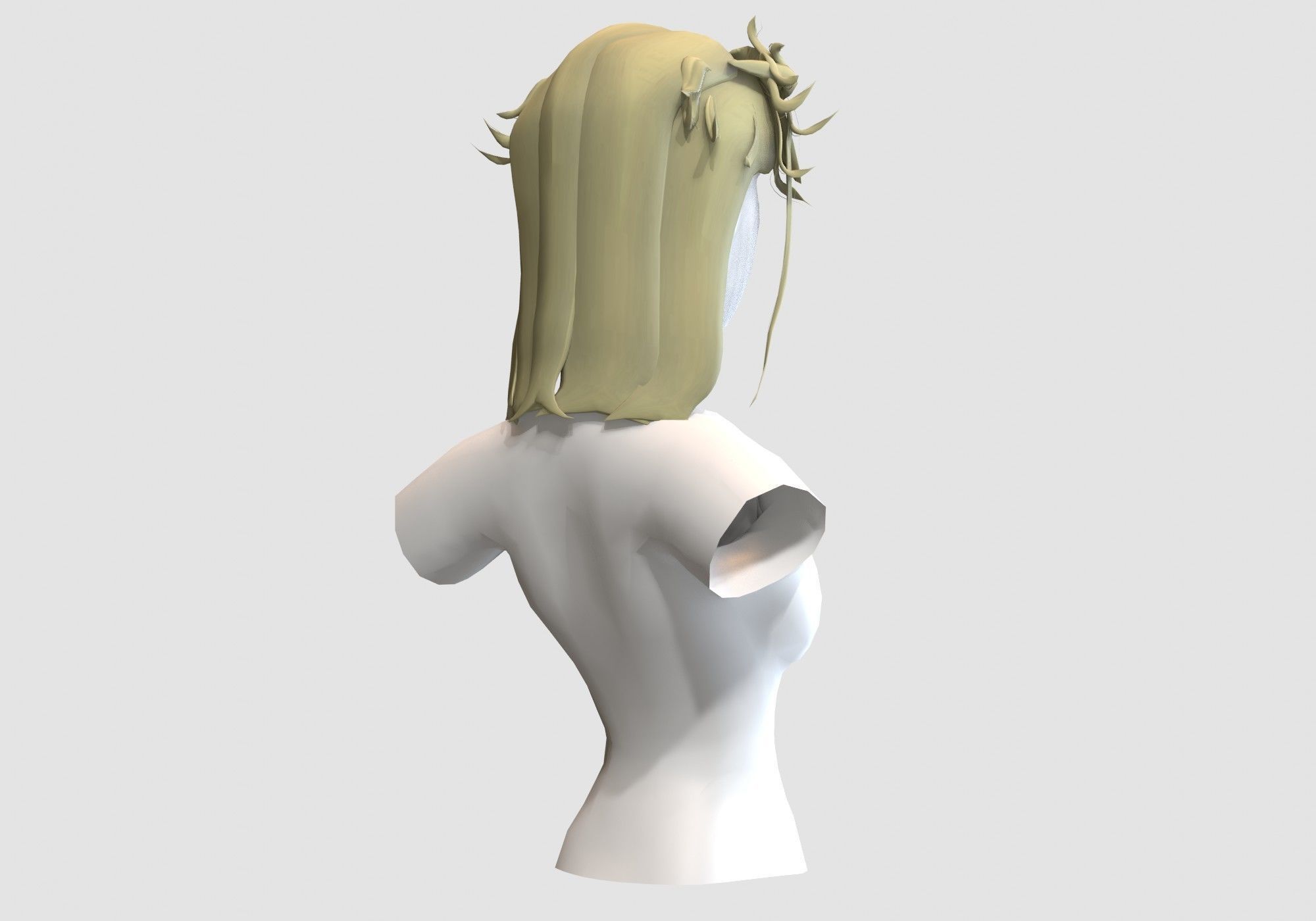 Bangs Female Hairstyle  Low-poly 3D model_3