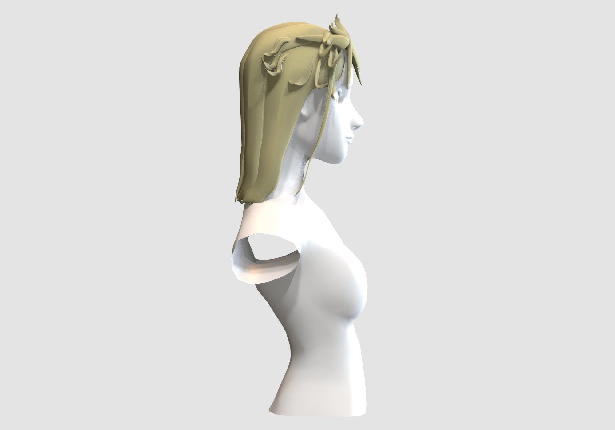 Bangs Female Hairstyle  Low-poly 3D model_2