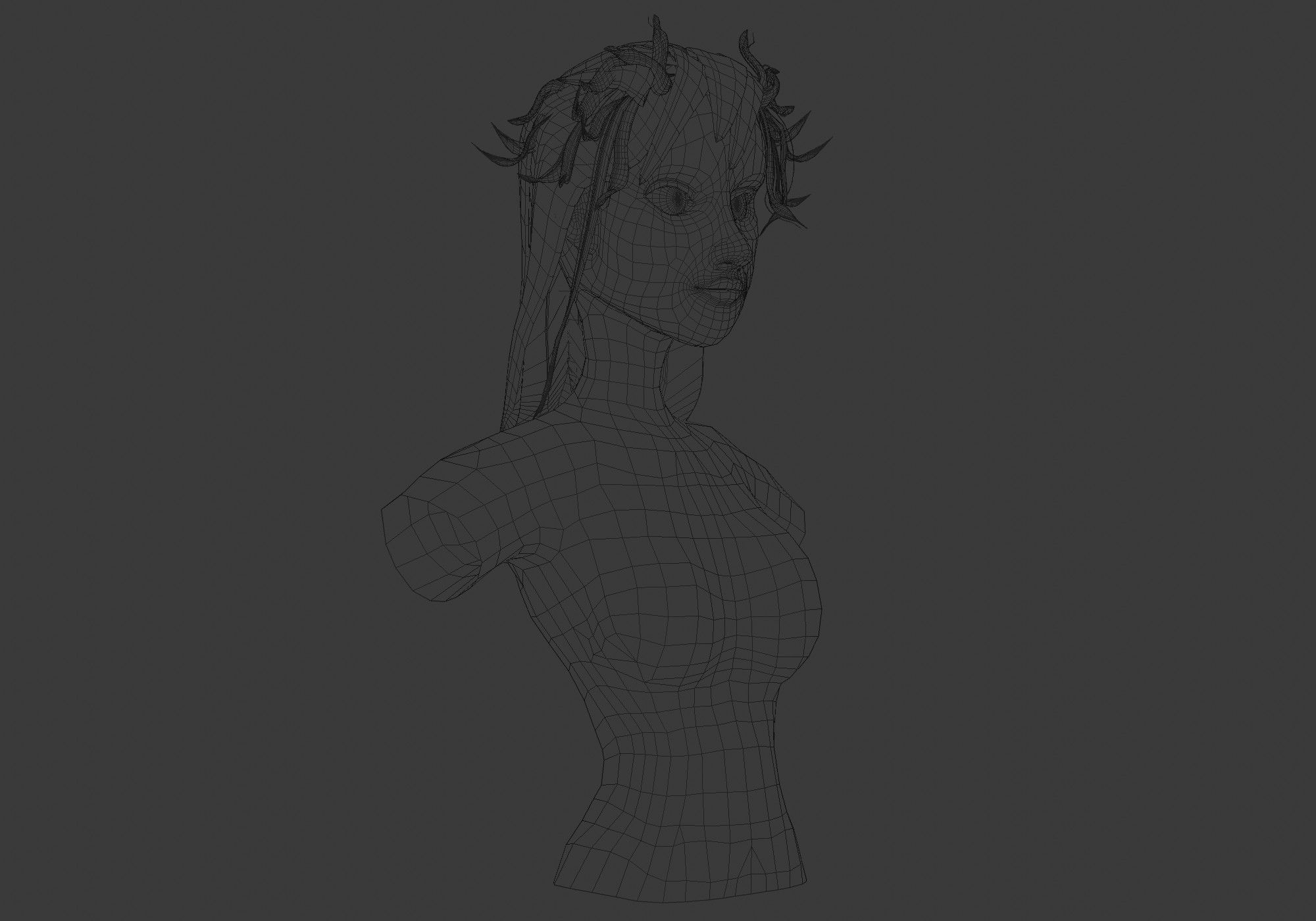 Bangs Female Hairstyle  Low-poly 3D model_6