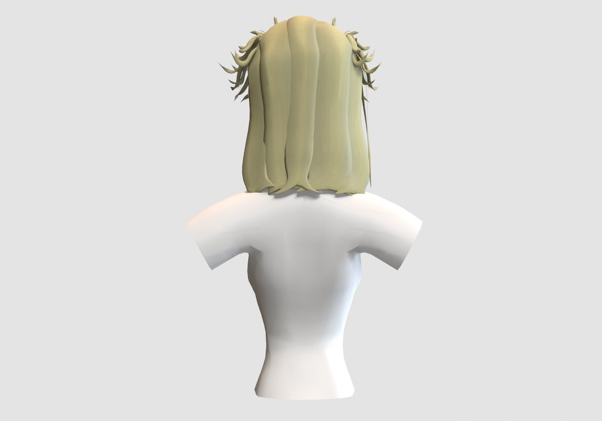 Bangs Female Hairstyle  Low-poly 3D model_4
