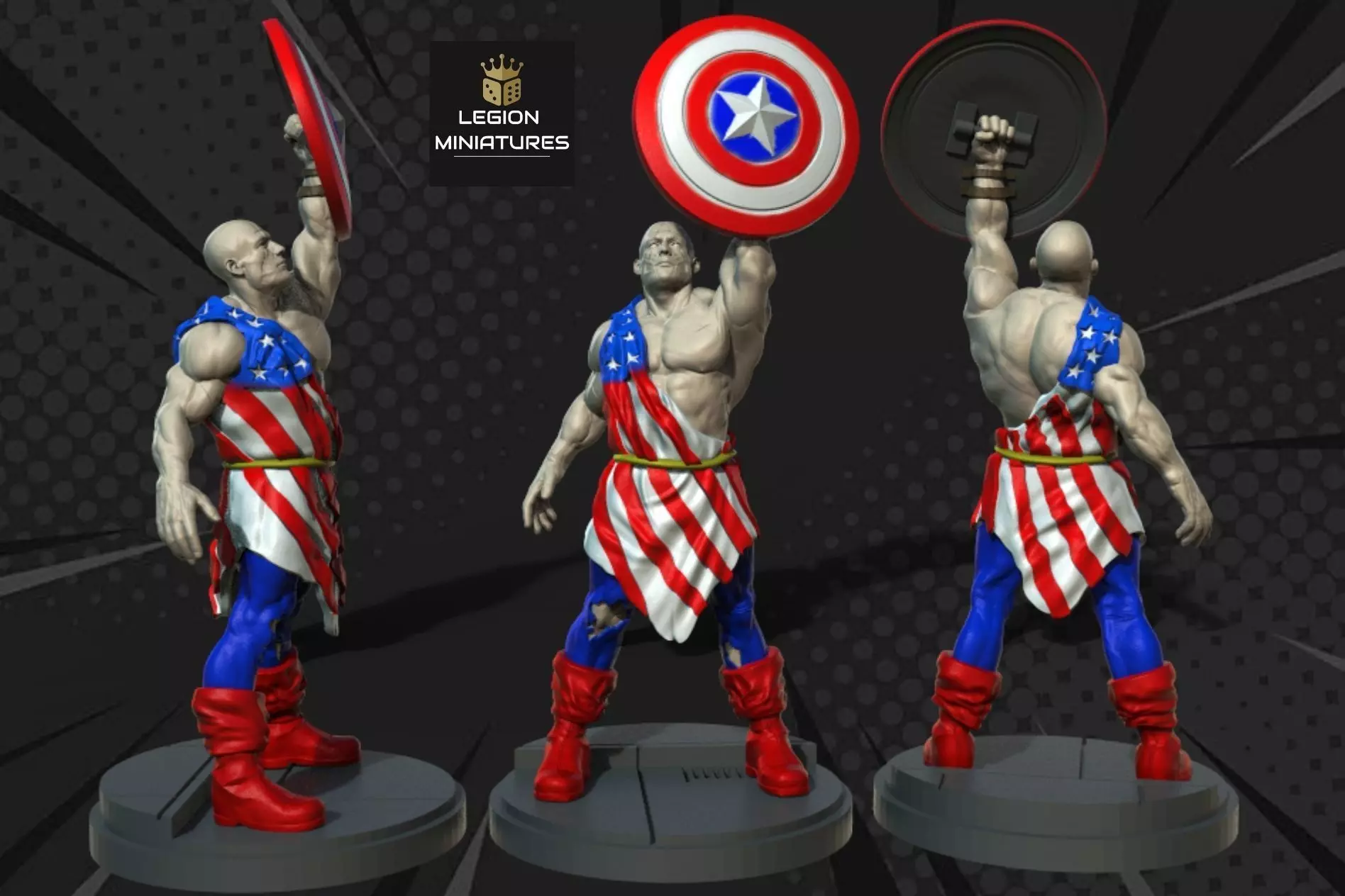 MARVEL CRISIS PROTOCOL CAPTAIN AMERICA PRESUPPORTED INCLUDED 3D print model_0