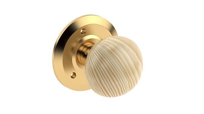 Pine Wood Mortice Door Knob 3D model