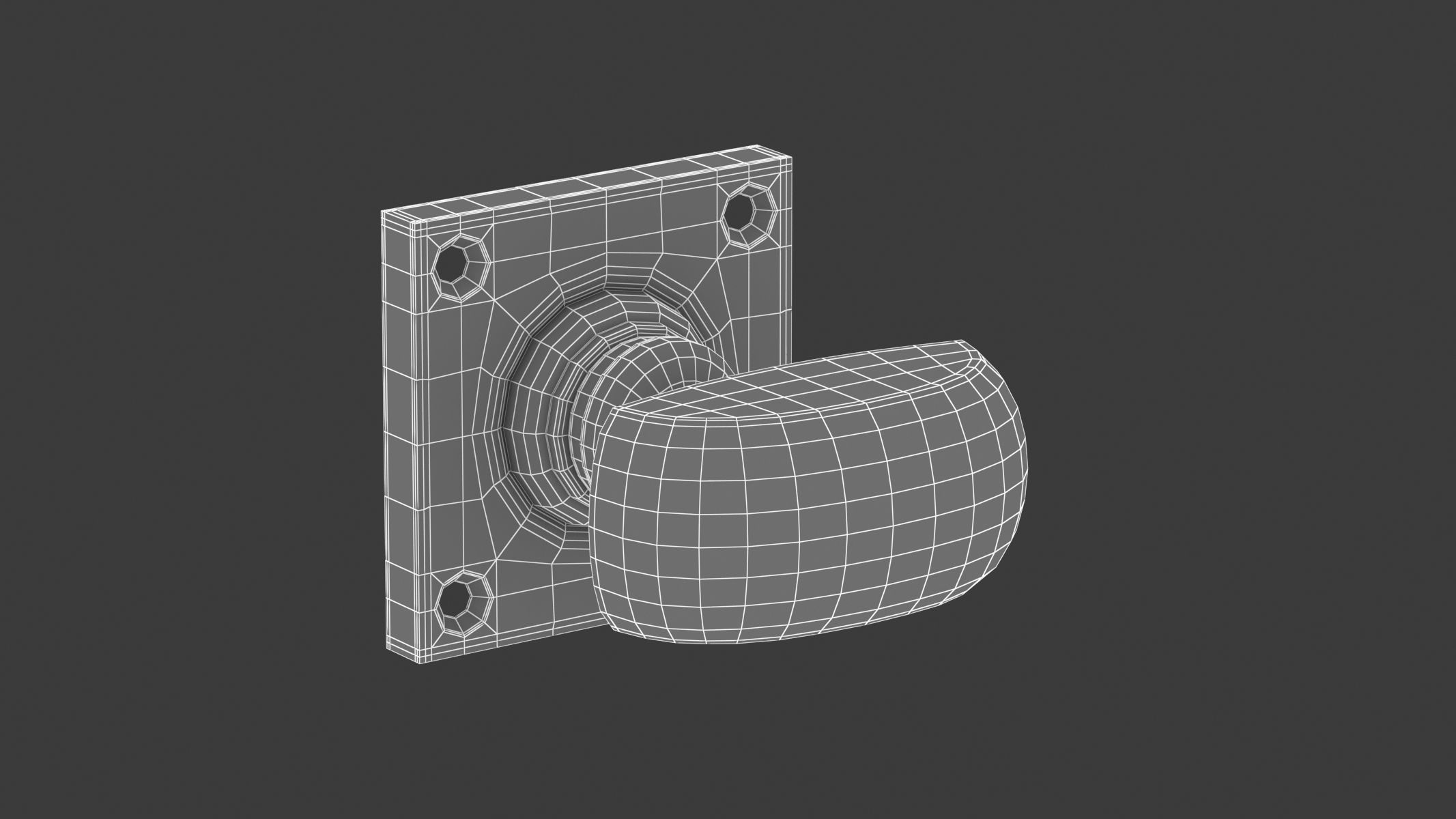  Square Rose Mortice Door Knob 3D model_5