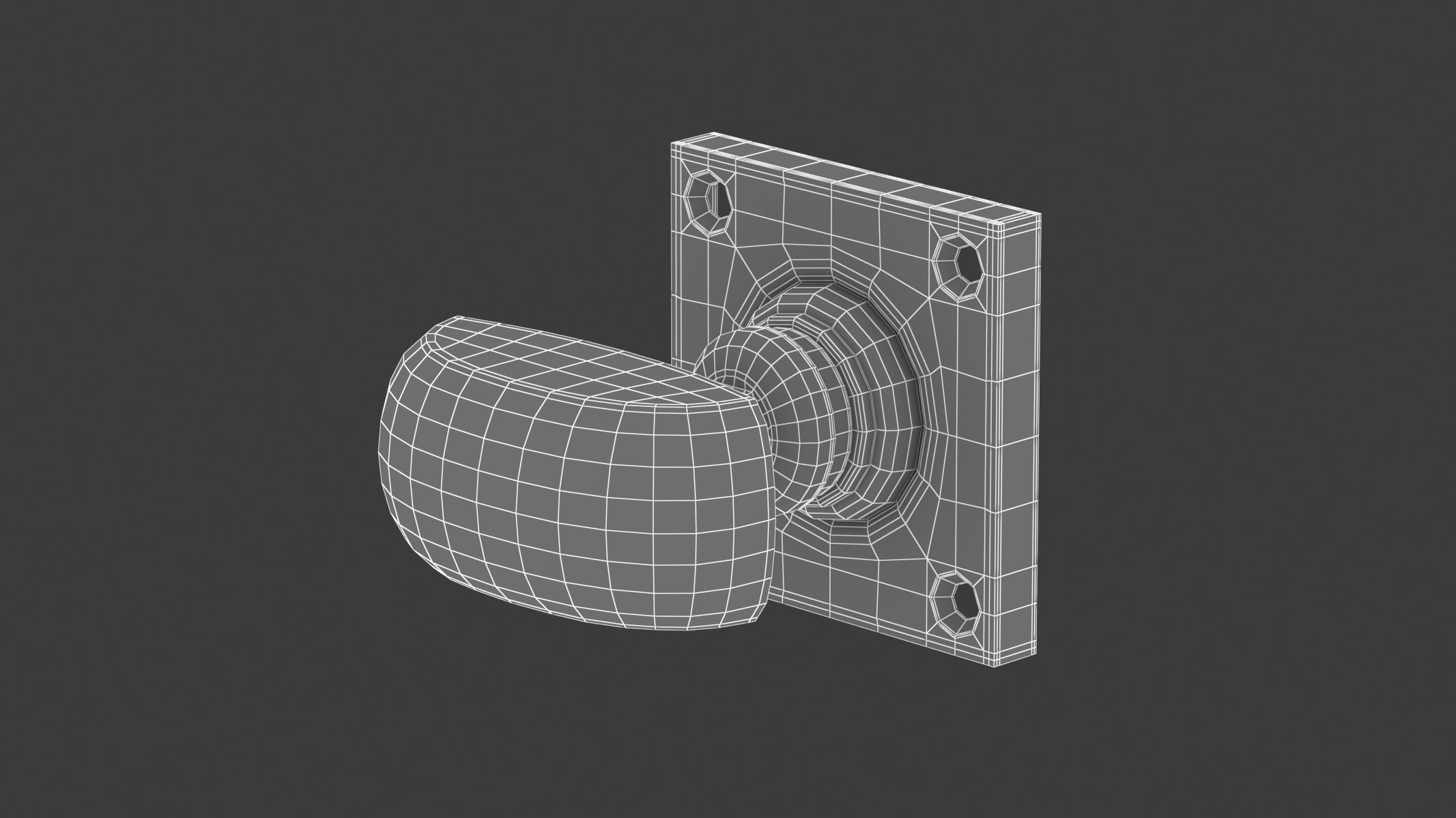  Square Rose Mortice Door Knob 3D model_8