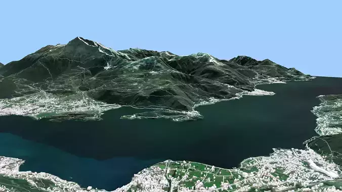 Mountain landscape and city Colico Italy