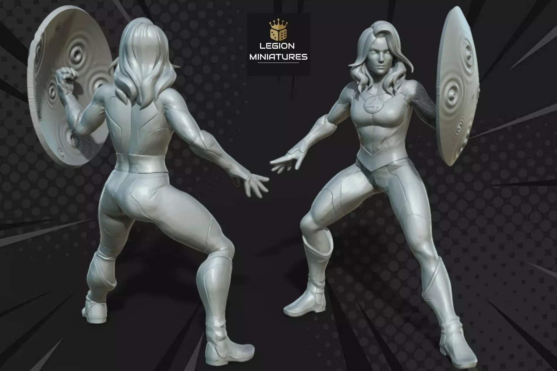 MARVEL CRISIS PROTOCOL INVISIBLE WOMAN PRESUPPORTED INCLUDED 3D print model_0