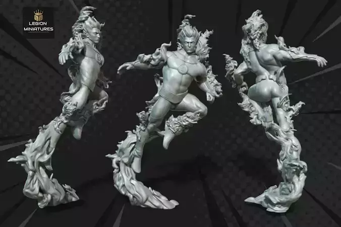 MARVEL CRISIS PROTOCOL HUMAN TORCH PRESUPPORTED INCLUDED