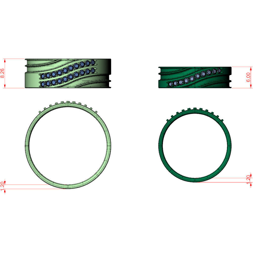 Band Wave Pave Ring 3D print model_7