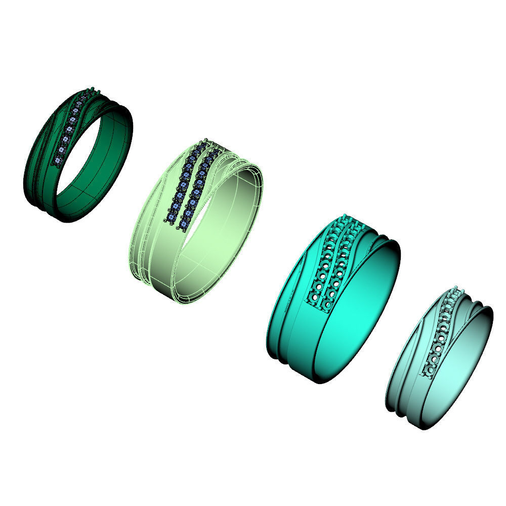 Band Wave Pave Ring 3D print model_13