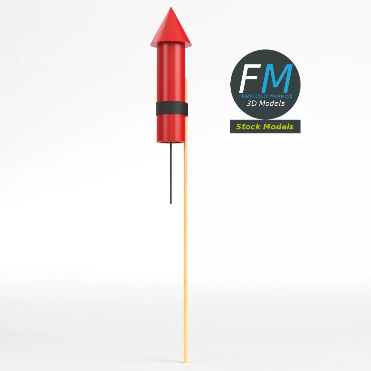 Stylized firework rocket 1 3D model_0