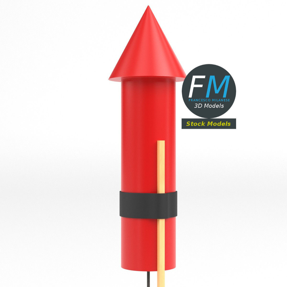 Stylized firework rocket 1 3D model_4