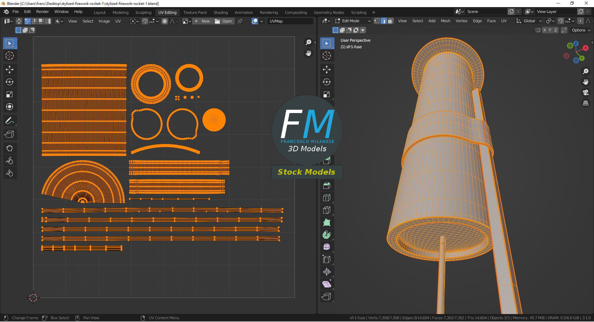 Stylized firework rocket 1 3D model_10