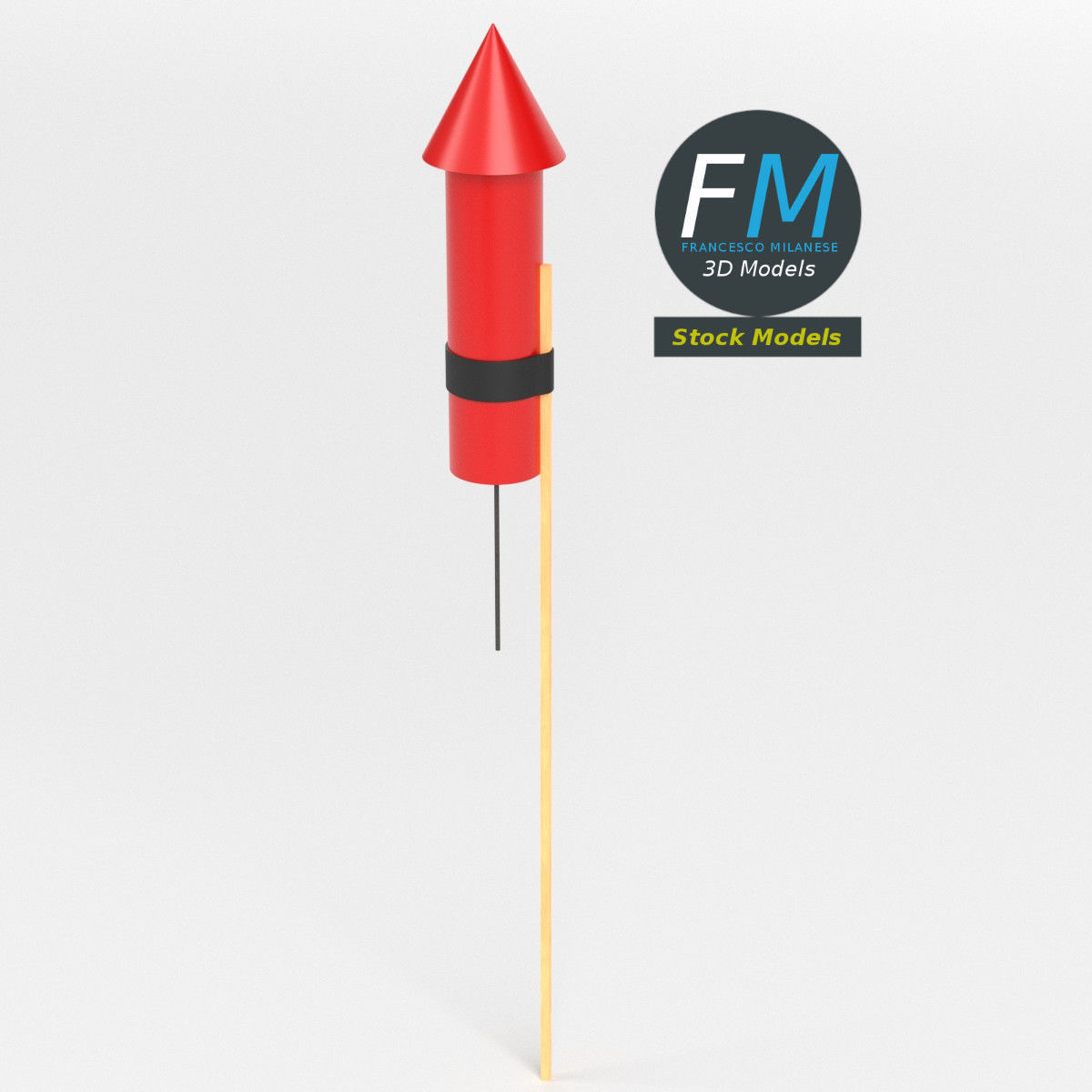 Stylized firework rocket 1 3D model_2