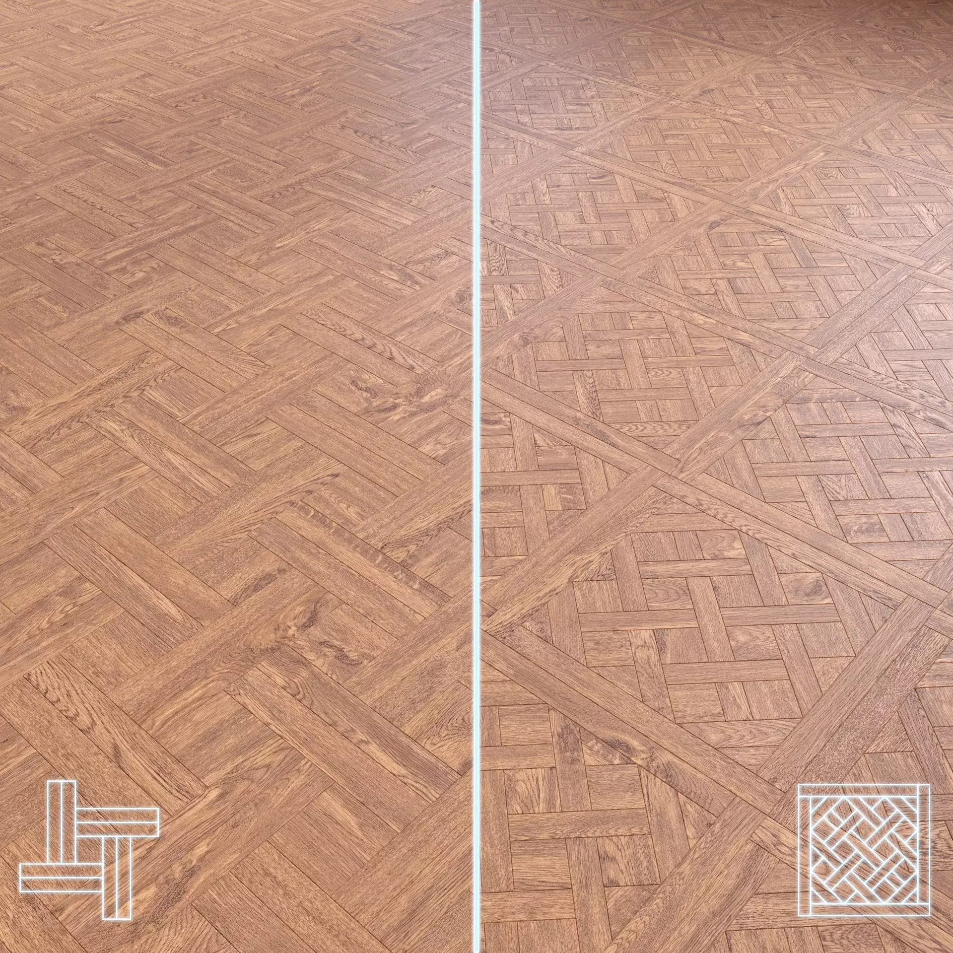 Parquet - Laminate - Wooden floor 2 in 1 Low-poly 3D model_0