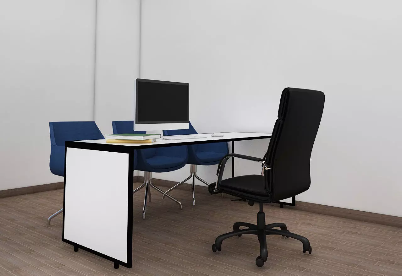 Table and Chair Low-poly 3D model_0