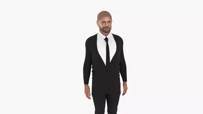 Triple H man in tuxedo Low-poly 3D model