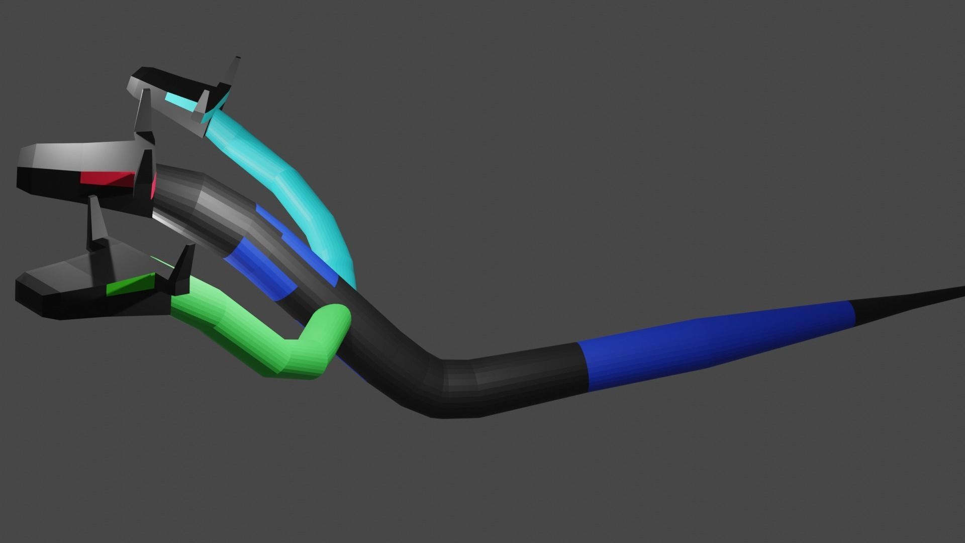 3 headed worm 3D model_2