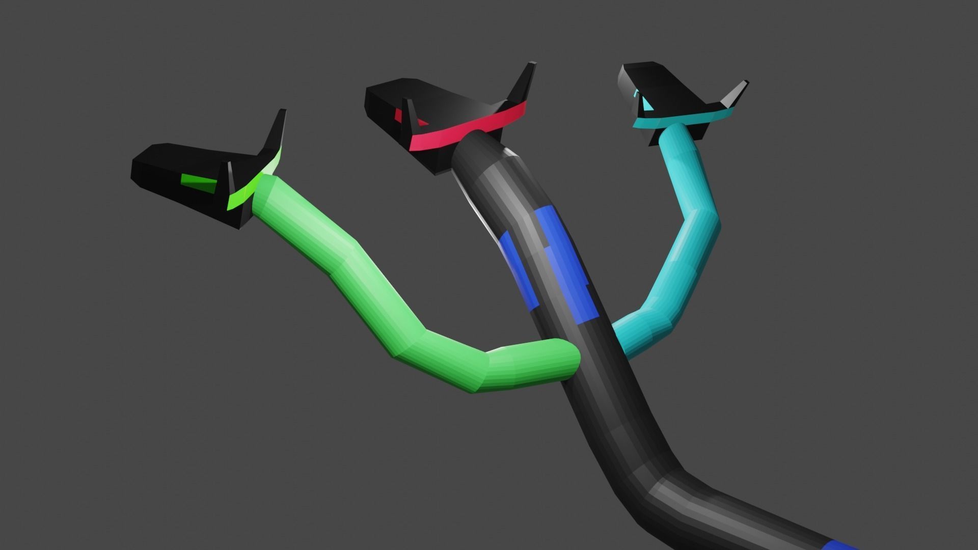 3 headed worm 3D model_3