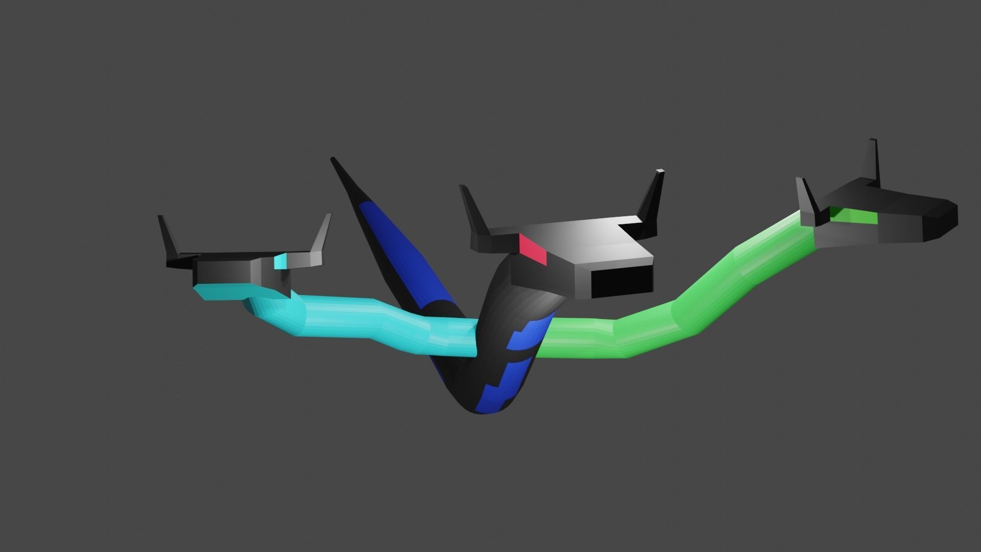 3 headed worm 3D model_1