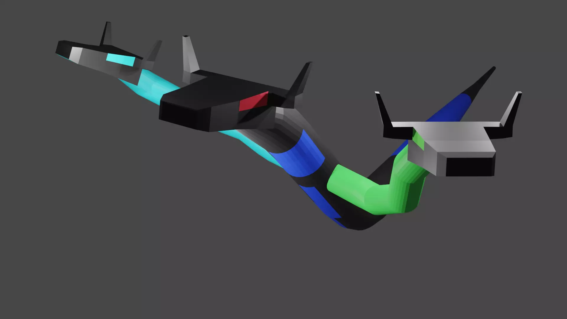 3 headed worm 3D model_0