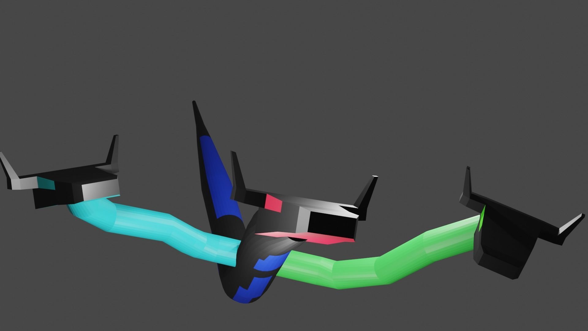 3 headed worm 3D model_6