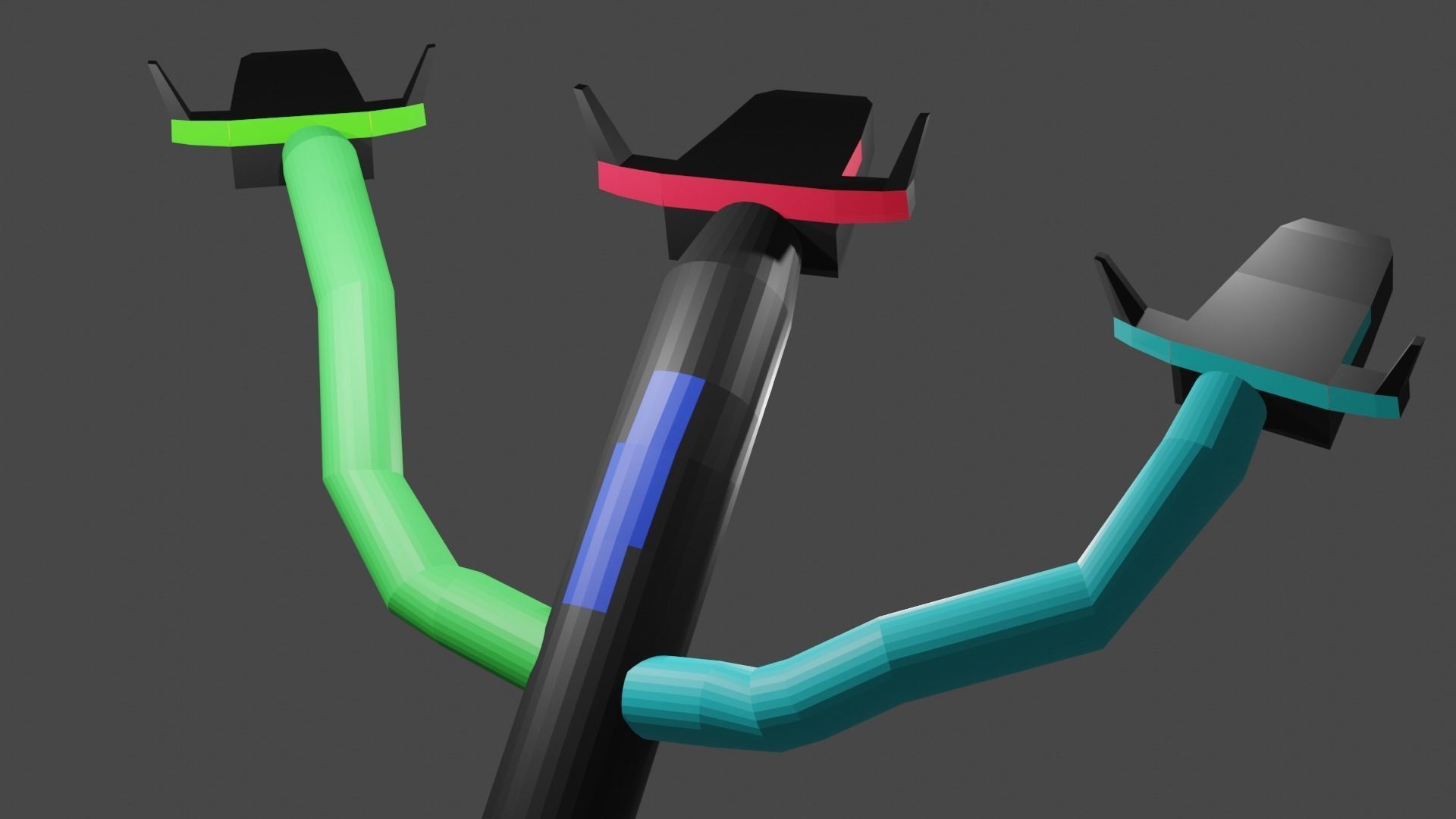 3 headed worm 3D model_4