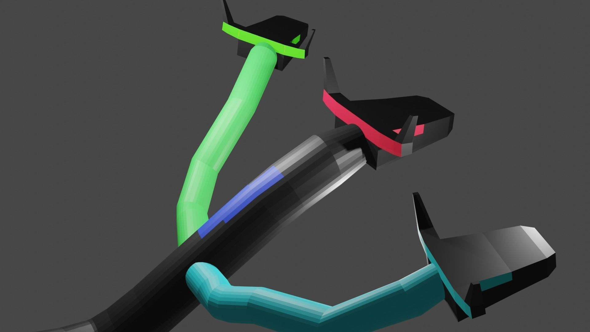 3 headed worm 3D model_5