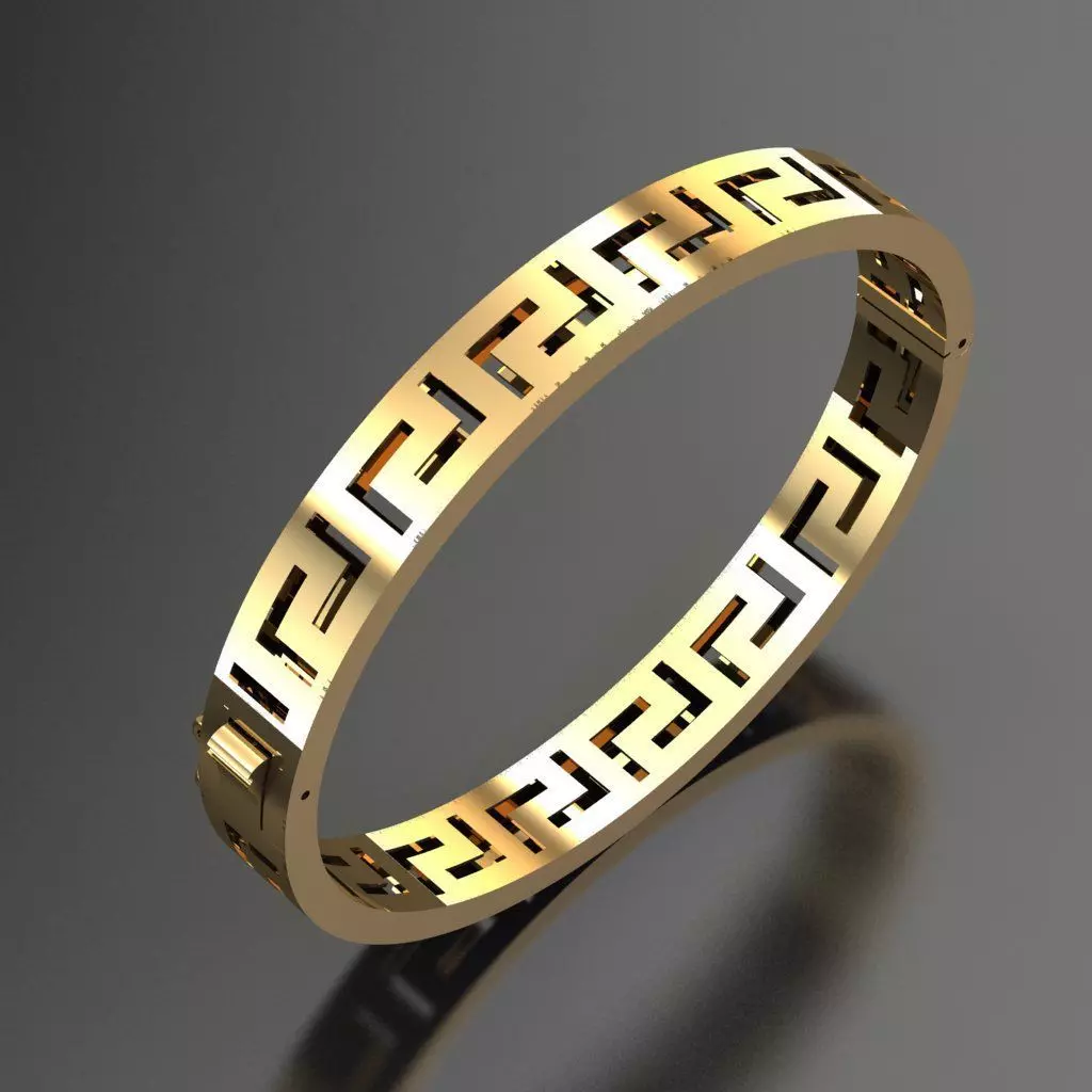 BANGLE gold bracelet with greek design 3D print model