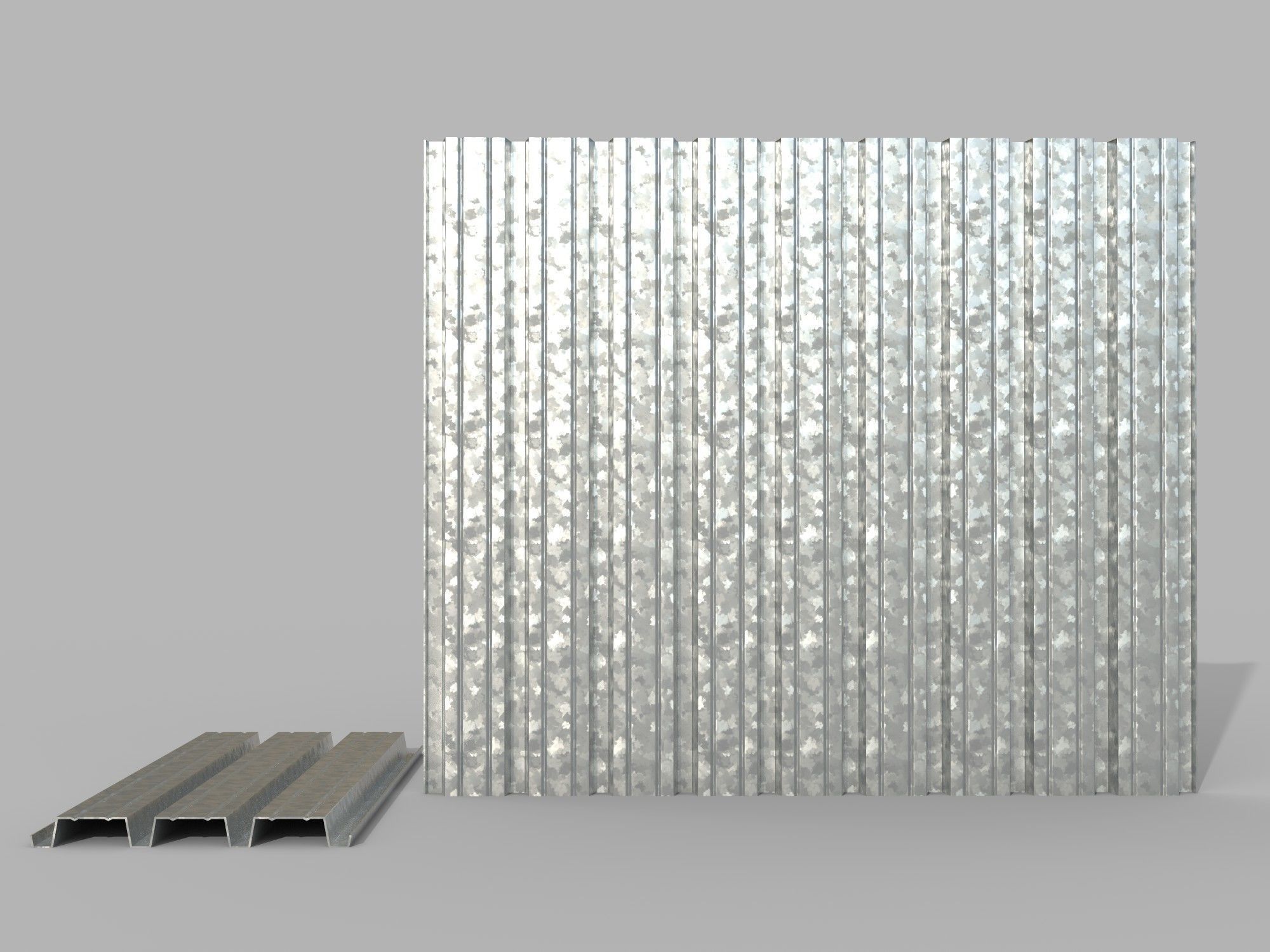 Corrugated galvanized sheets 1 Low-poly 3D model_1