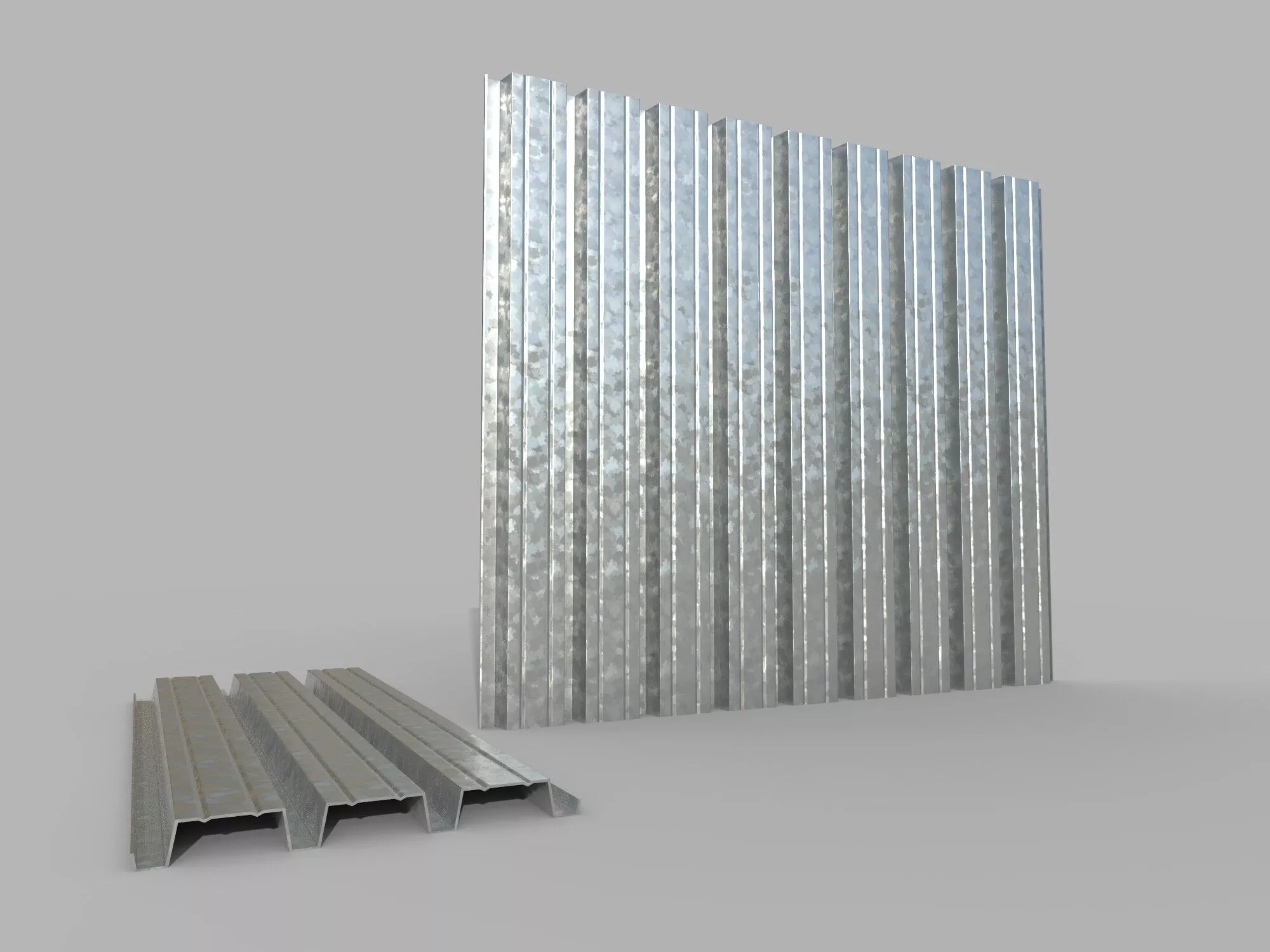 Corrugated Galvanized Metal Sheets 1 Low-poly 3D model