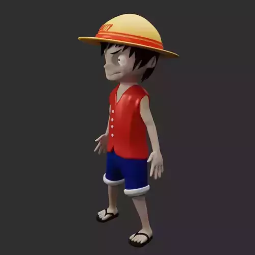 Luffy Model cartoon character wearing hat and shorts