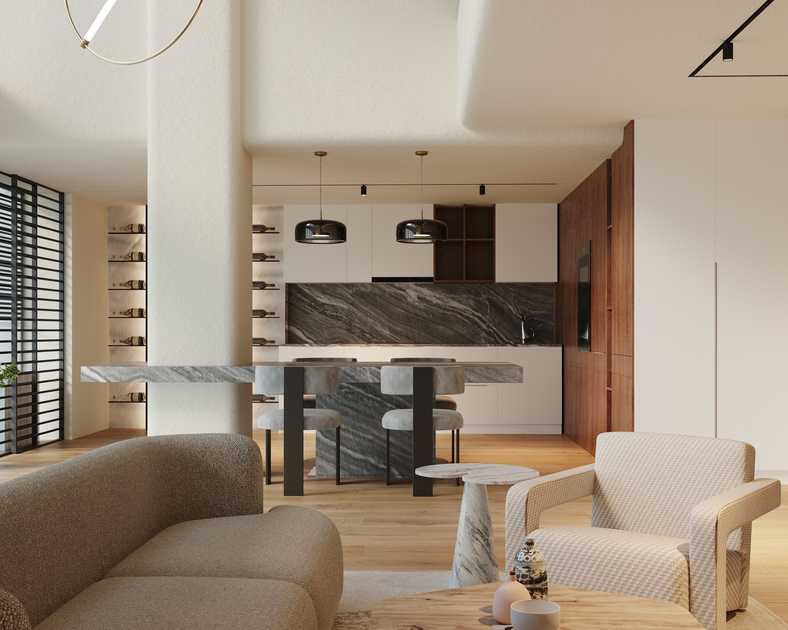 Modern apartment interior scene for 3d max model 3D model_2