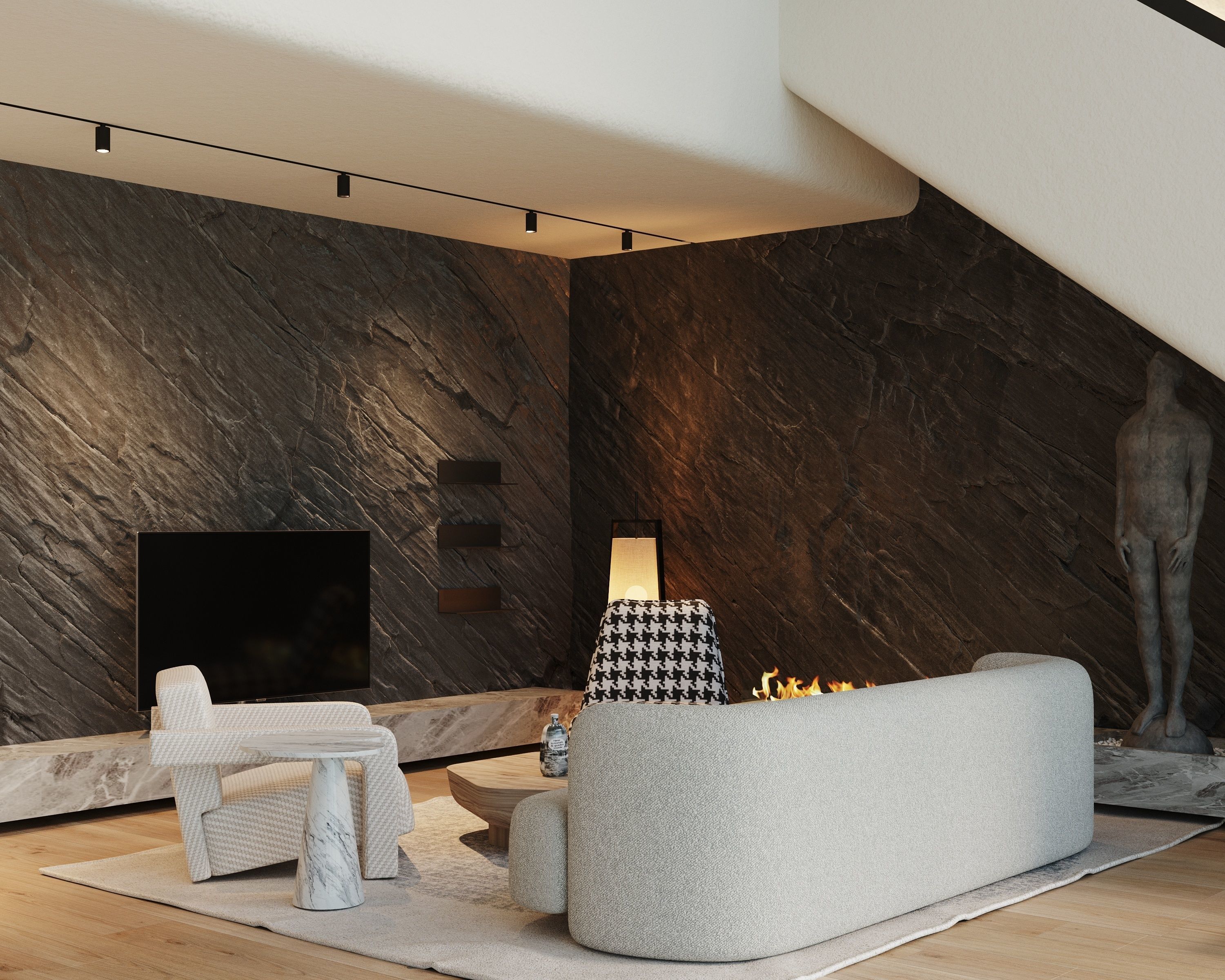 Modern apartment interior scene for 3d max model 3D model_1