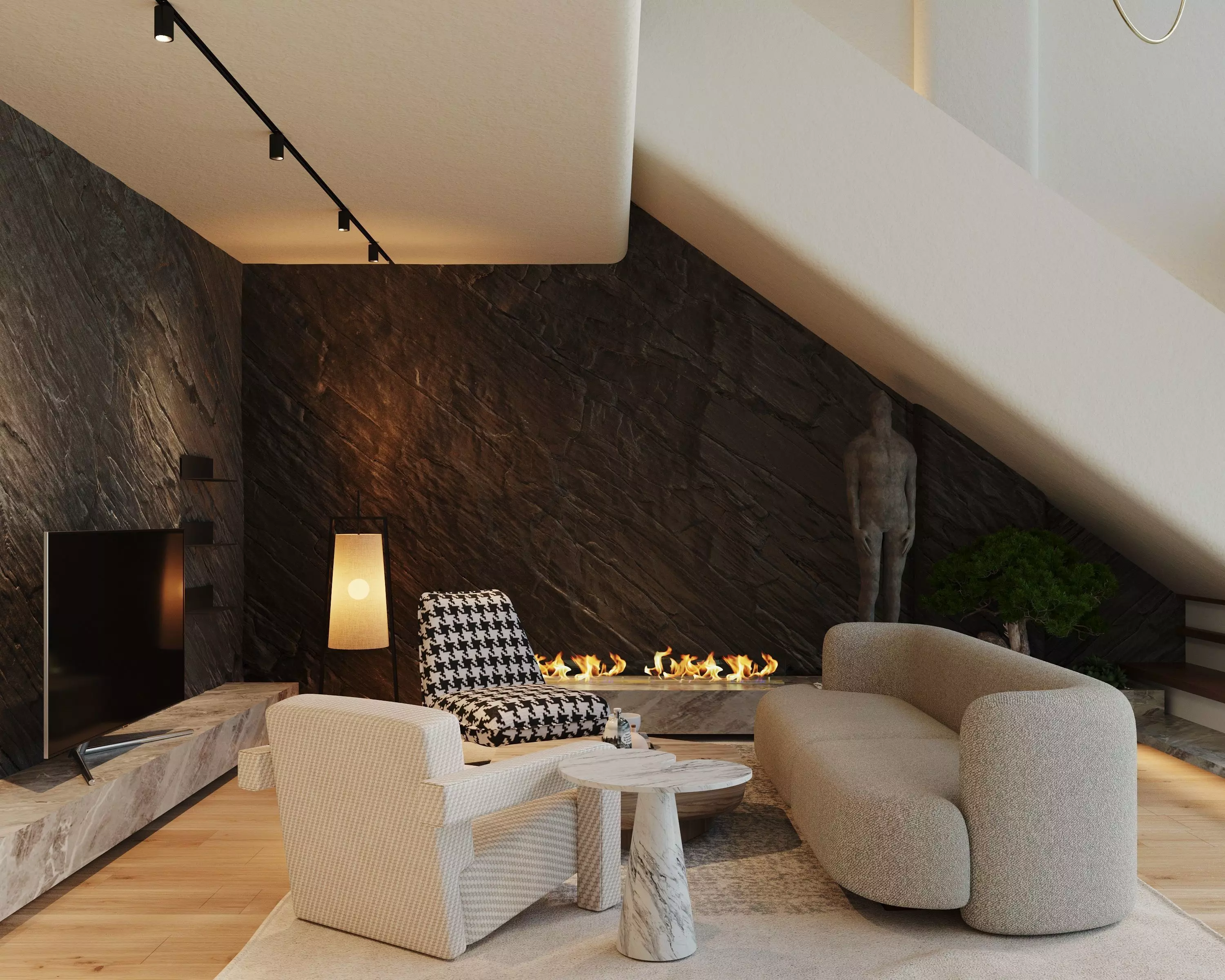 Modern apartment interior scene for 3d max model 3D model_0