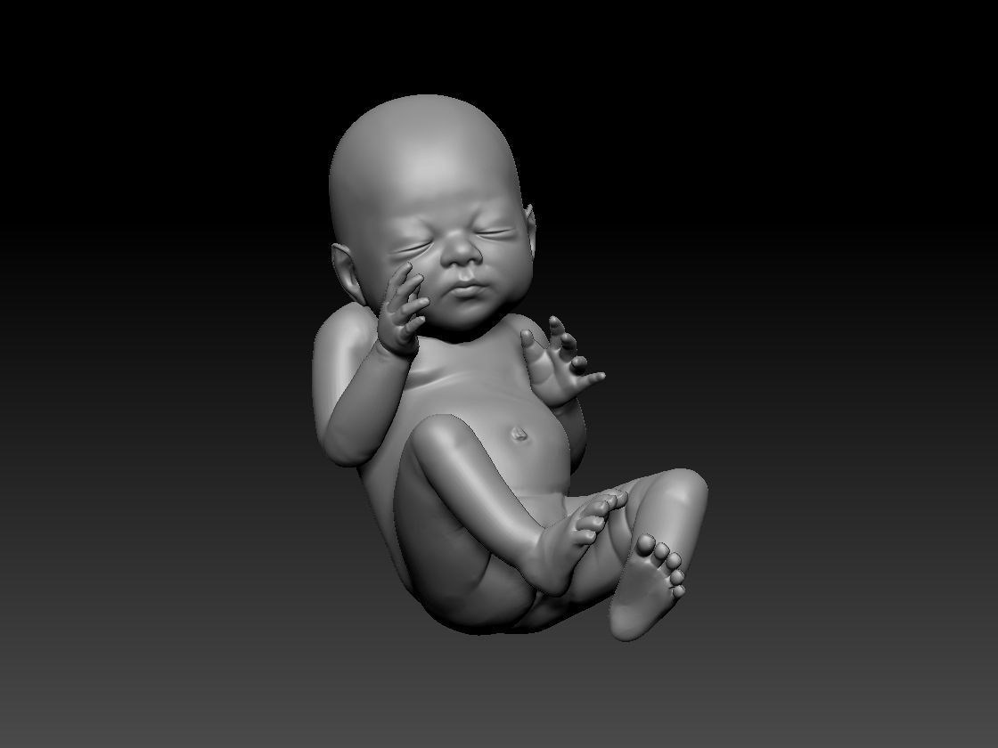 New born baby girl female 3d model for 3d printing 3D print model_9