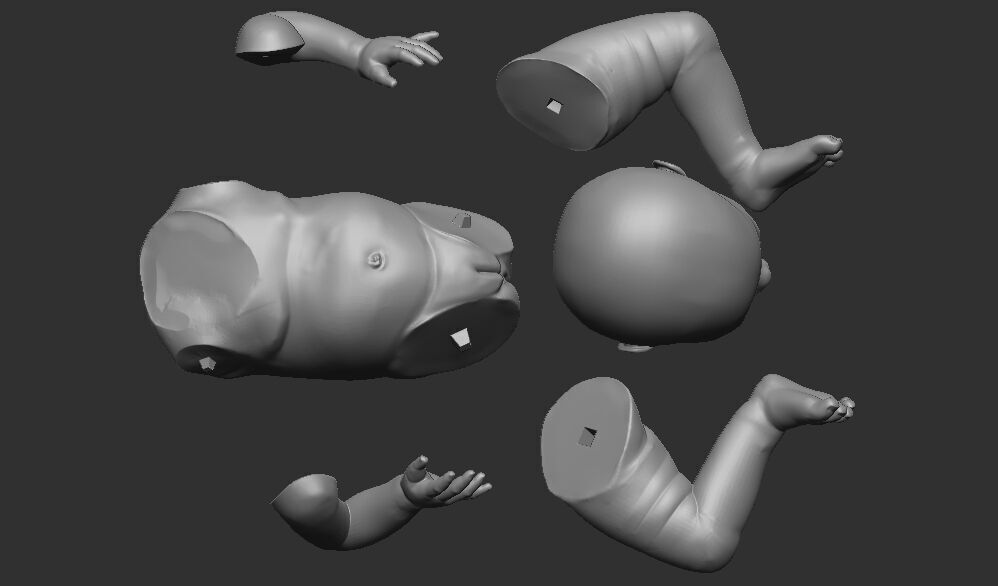 New born baby girl female 3d model for 3d printing 3D print model_10