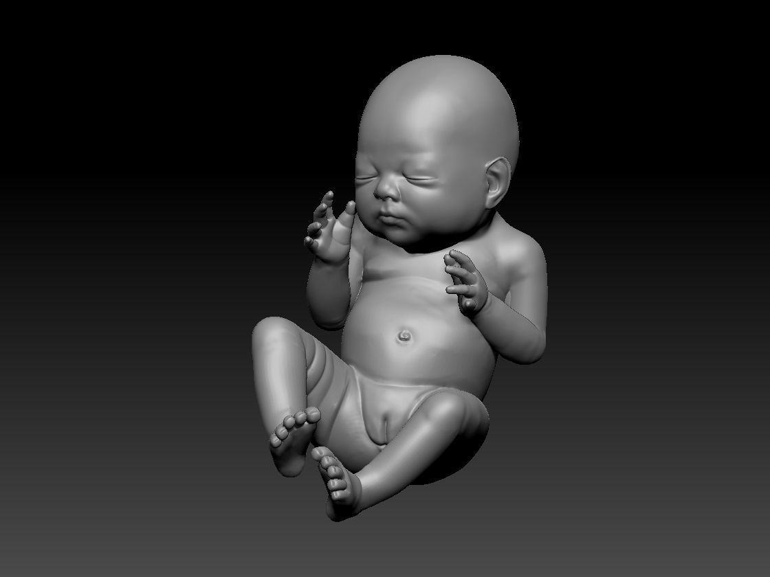 New born baby girl female 3d model for 3d printing 3D print model_5