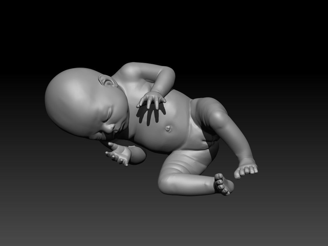 New born baby girl female 3d model for 3d printing 3D print model_8