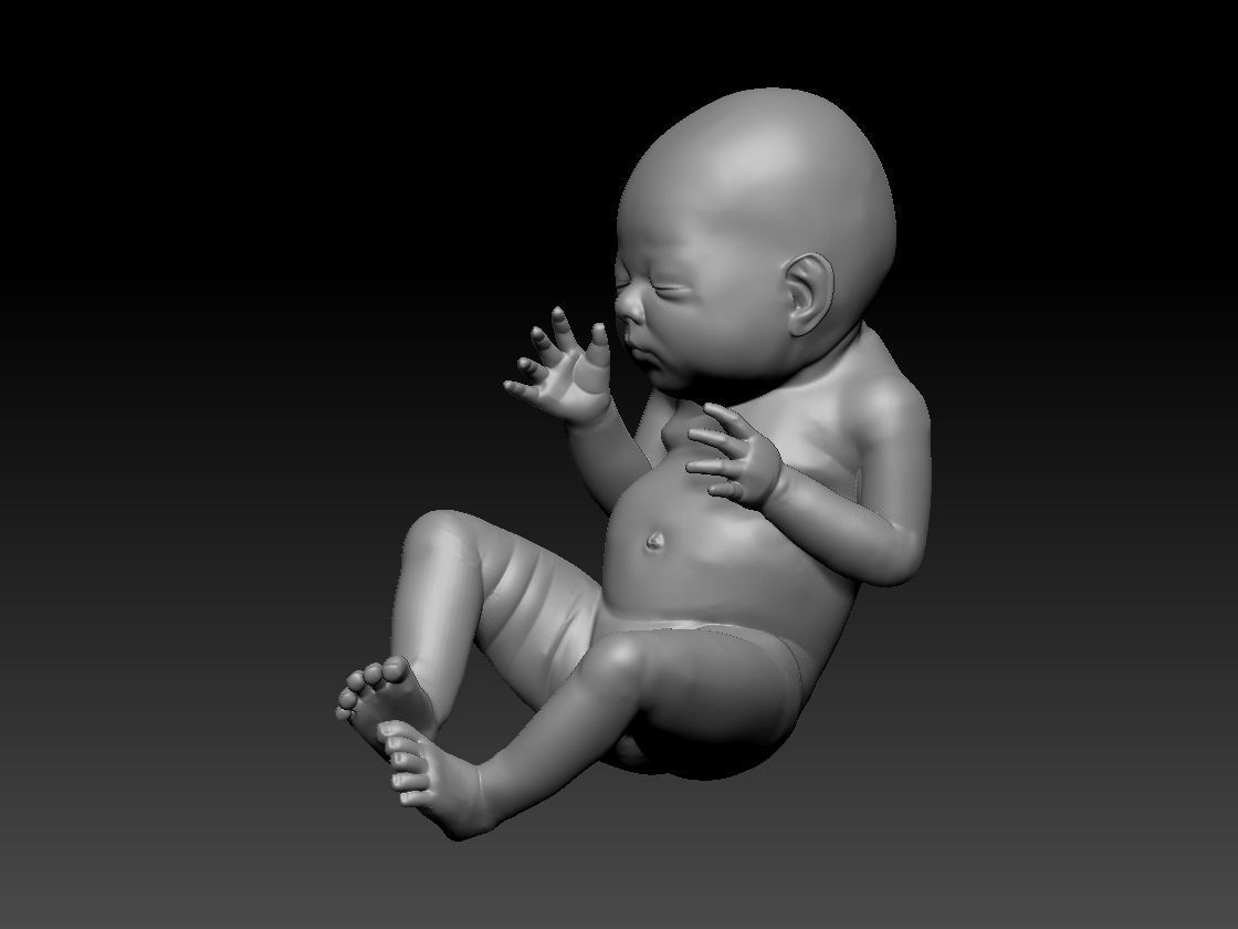 New born baby girl female 3d model for 3d printing 3D print model_6