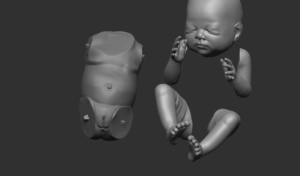 New born baby girl female 3d model for 3d printing 3D print model_1