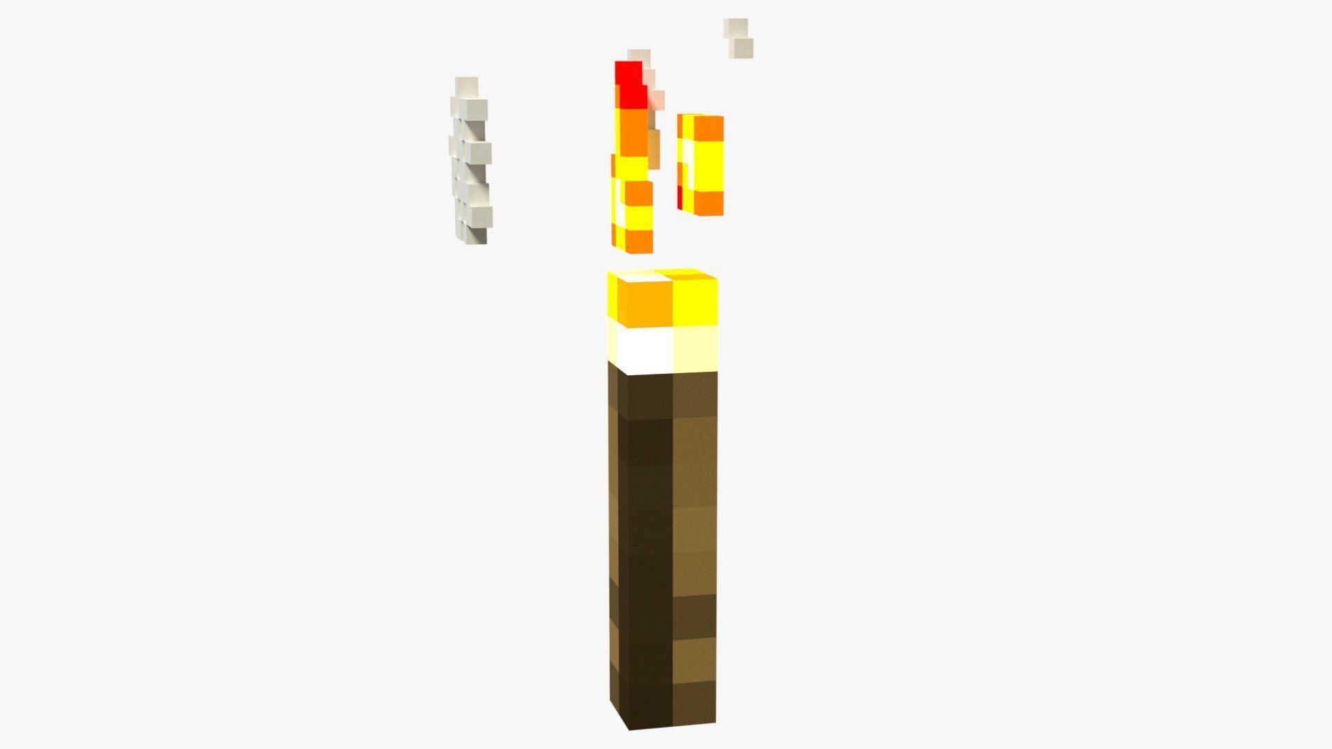 Minecraft Torch Low-poly 3D model_4